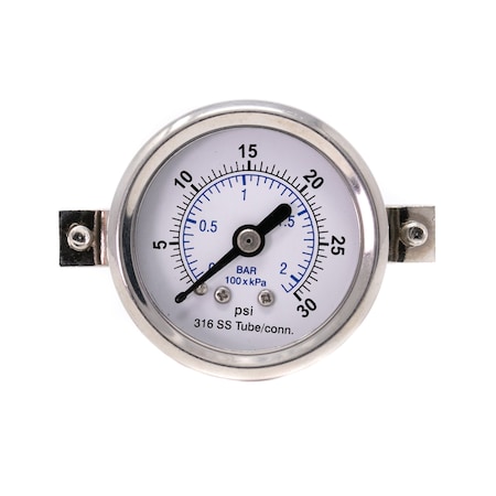 Pic Gauges 1 1/2 in Dial, 1/8 in NPT Male Back Location, Stainless Steel Case Material PRO-303D-158C-01